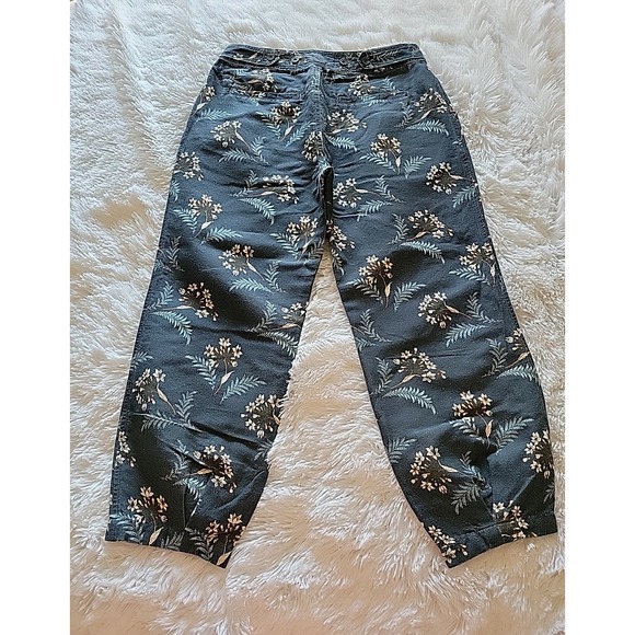 Sundance Pleated Button Fly Pants Breezy Benicia Blue Floral Linen Blend SZ P6 - Picture 6 of 9